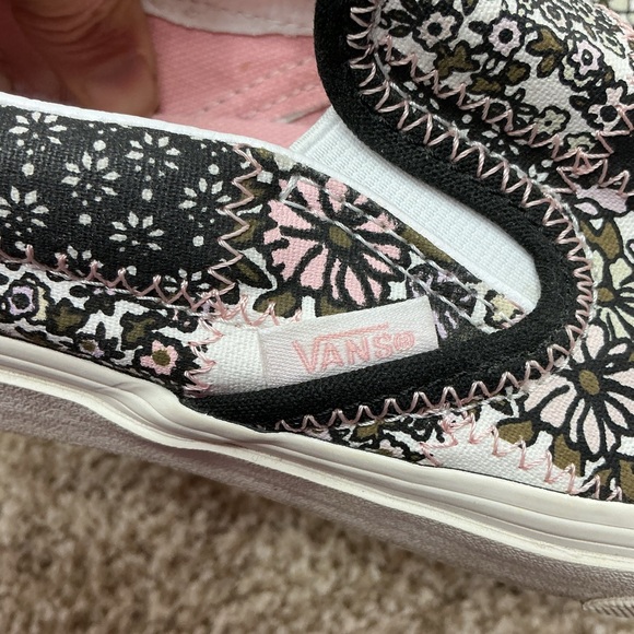Vans Slip-On Sneakers in Black and White Floral Checkerboard - Picture 7 of 9